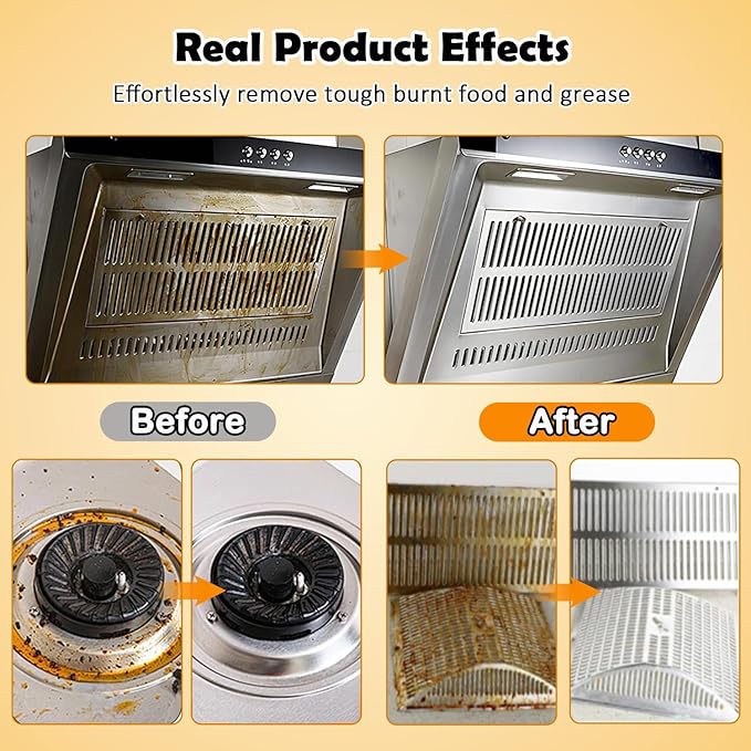 Stainless Steel Cleaner Foam, Heavy-Duty Degreaser Oven & Stove Top Cleaner, Remove Kitchen Stubborn Grease & Grime for Rang Hood, Grill, Pot Cleaning -120ml/4Fl.Oz