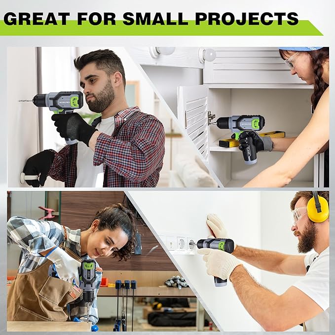 WORKPRO Cordless Power Drill Set, 8V Cordless Drill Driver Set with 53pcs Bits, 2.0Ah Electric Tool Kit with 3/8" Keyless Chuck and Variable Speed Trigger, Portable for Home Improvement, DIY