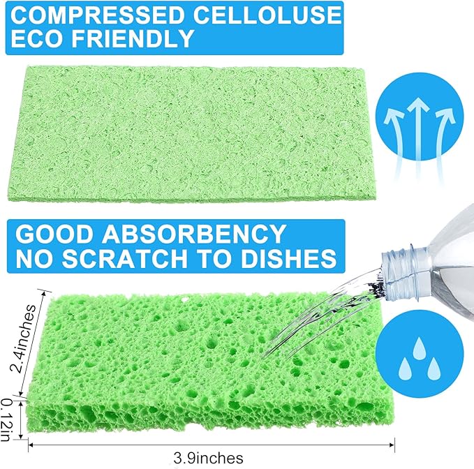 Zhengmy 100 Pieces Sponges Bulk Sponges Kitchen Compressed Sponge Natural Dish Sponge Compressed Wood Pulp Cleaning Without Scratching for Kitchen Bathroom, 3.9 x 2.4 x 0.12 Inch (Multicolor)