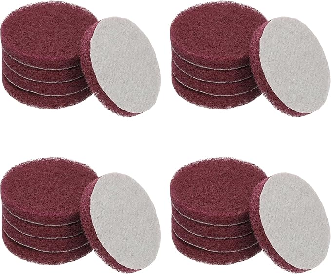 Power Scrub Pads, Scrubbing Pads 320 Grits Scouring Discs - Fitting for (Home Kitchen Cleaning - Drill Attachment - Scrubber Replacement) 20 Pcs & 3 Inch & Red