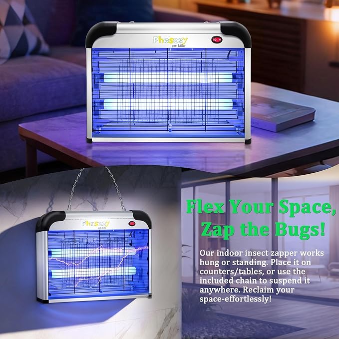Electric Bug Zapper, 2800V High Grid Indoor Mosquito Killer with 20W Lamps, Plug-in Hanging Insect Trap for Mosquitoes, Moths, Gnats, Flies and Flying Insects Indoor Use