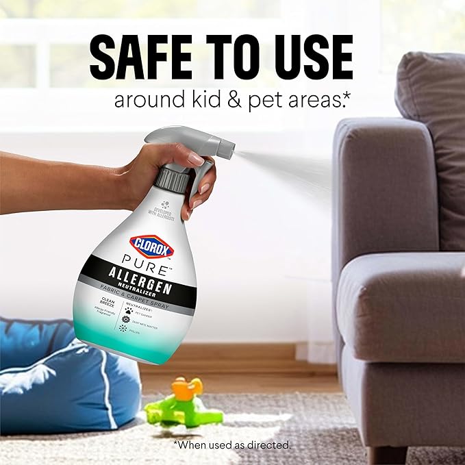 Clorox PURE Allergen Neutralizer Fabric and Carpet Spray, Clean Breeze, 26 Fluid Ounces (Pack of 2)
