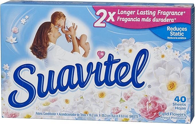 Suavitel Fabric Softener Dryer Sheets, Field Flowers, 40 Count