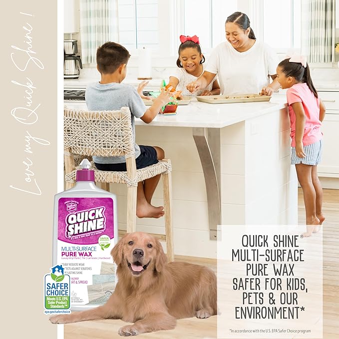 Quick Shine Pure Floor Wax 27oz | A Buffable, Waterproof Finish for Regular and Hardwood Floors | Restore Protect Refresh