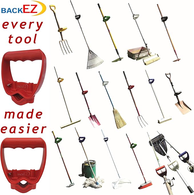 Back-Saving Tool Handle Attachment, EVR-Grip Upgrade, Labor-Saving Ergonomic Shovel Add-on Handle, RED