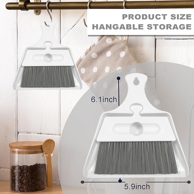 Mini Dustpan Brush Set Small Dustpan Broom Combo Set for Table Mini Dust pan with Brush Tiny Cleaning Sweeper for Car Desk Keyboard Drawer Pet Nest