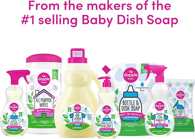 Dapple Baby Laundry Detergent, Powered by Plants, Concentrated, Hypoallergenic, Lavender, Stain Remover, 50 Fl Oz (2 Pack)