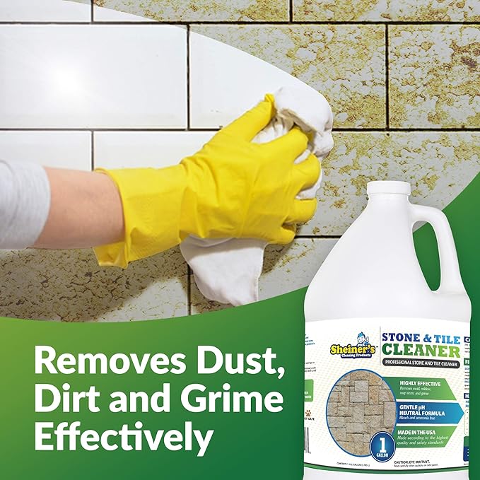 Sheiner's - Stone and Tile Cleaner, Ready-to-Use Multipurpose Cleaner for Garage Floor Tiles, Polished Stones, Granite Stone, Marble Tile, Slate Tile, and More Concrete Surfaces, 1 Gallon