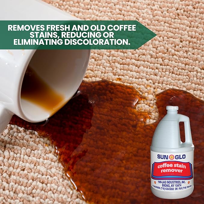 Sun-Glo Ultra-Efficient Coffee Stain Remover for Upholstery & Carpet - Experience Spotless Clean! (4x1 Gallon Case)