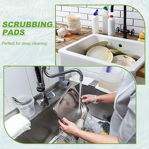 Power Scrub Pads, Scrubbing Pads 400 Grits Scouring Discs - Fitting for (Home Kitchen Cleaning - Drill Attachment - Scrubber Replacement) 16 Pcs & 4 Inch & Dark Green