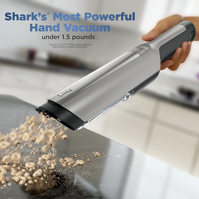 Shark WANDVAC Power PET Cordless Hand Vac, Ultra-Lightweight & Portable with Powerful Suction & Boost Mode, NEW FurFins Tool & Duster Crevice Tool, Designed for Car & Pet Homes, White, WV410WH