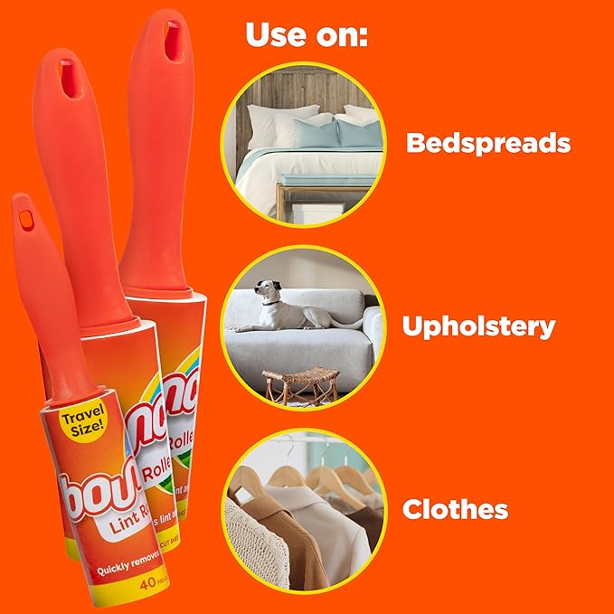 Bounce Lint Rollers to-Go, 3pc Set, Quickly Removes Lint and Debris, 240 Pre-Cut Sheets Total
