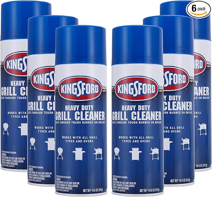 Kingsford Heavy Duty Foaming Grill Cleaner Spray, BBQ Degreaser for Charcoal & Gas Grills, Cuts Grease, Burnt-On Food & Grime, Easy Spray-On Foam for Grill Grates & Surfaces, Aerosol, 14.5 Oz - 6 Pack