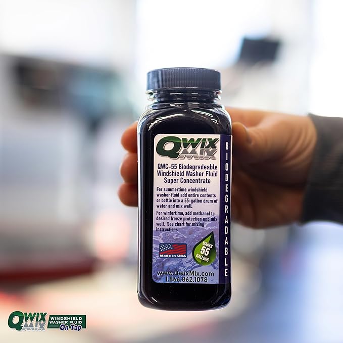 Windshield Washer Fluid Concentrate, 1 Bottle Makes 55 Gallons - 100% Biodegradable Grime & Dirt Remover, Superior Commercial Grade Glass Cleaner, Single