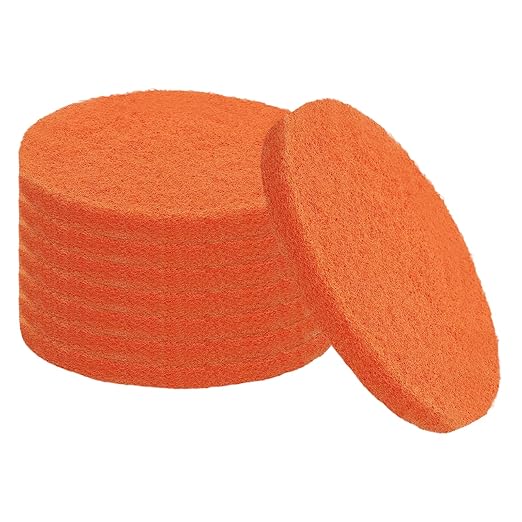 uxcell 8Pcs Scrubber Scouring Pad, 4 Inch 2000 Grits Drill Power Brush Hoop and Loop Scrub Pads Discs Polishing Pad for Household Furniture Automotive Cleaning, Orange