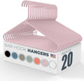 Neaties Plastic Hangers 20 Pack - Made in the USA - 6lb Capacity Standard Clothes Hangers with Strap Hooks for Dresses, Lingerie, Shirts, Pants, and Jackets - Rose