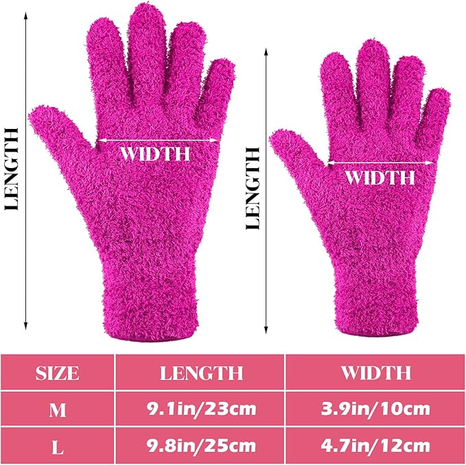 Patelai 3 Pairs Microfiber Plant Dusting Gloves Leaf Cleaning Gloves for Indoor Plants, Blinds, Furniture, House (Purple,Blue,Rose Red,Large)
