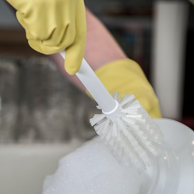 SPARTA 367600TC02 Plastic Household Dish Brush, Dish Brush, Dish Scrub Brush With Lightweight Or Break Resistant? For Cleaning, 11 Inches, White