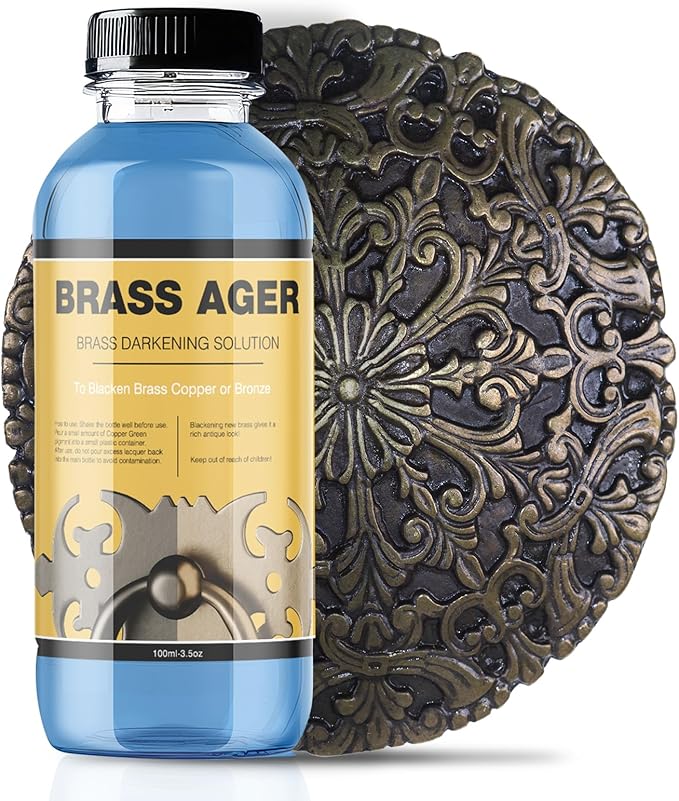 Brass Patina Solution - Brass Black Metal Finish to Blacken, Copper, Bronze Parts - Black Patina - 3.5 OZ