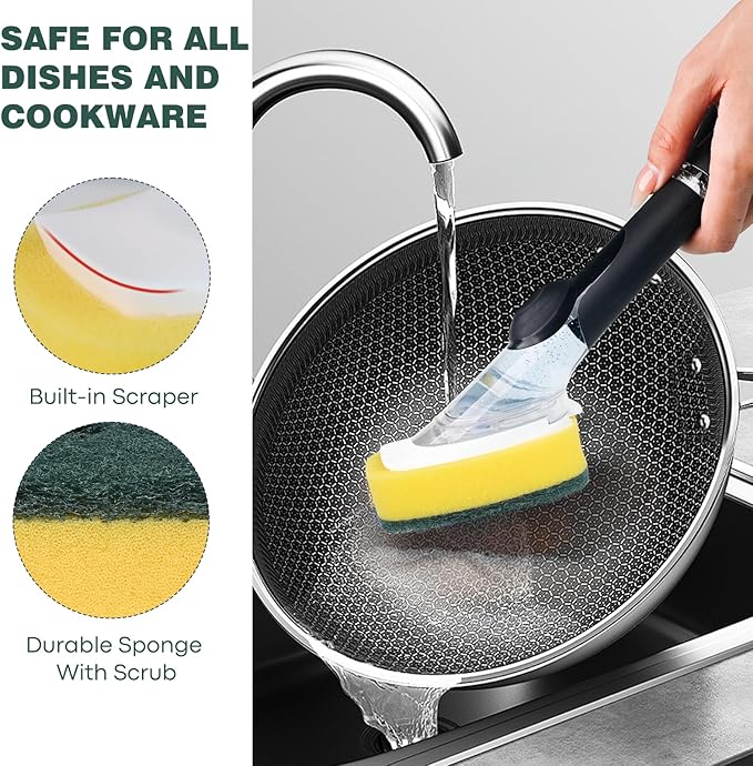 Sponge Brush Refills for OXO Dish Brush, 6 Pack Soap Dispensing Dish Refills, Scrub Replacement Head for Scrubber, Sponge Replacement Head Fits Soap Dispensing Handle