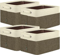 BALEINE 4 Pack Fabric Storage Bins for Shelves, Linen Storage Baskets for Organizing, Decorative Closet Bins for Clothes, Home (Brown, 15"x11"x9.5")