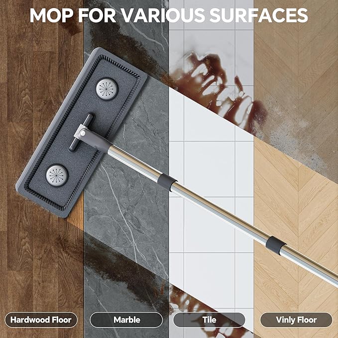 Compact Floor Mop and Bucket - Flat Mop and Bucket with Wringer Set Hands Free | Wet Dry Mop for Apartment, Tiny Home, RV, Windows, Wall (Compact Mop Bucket System Set (4 Pads))