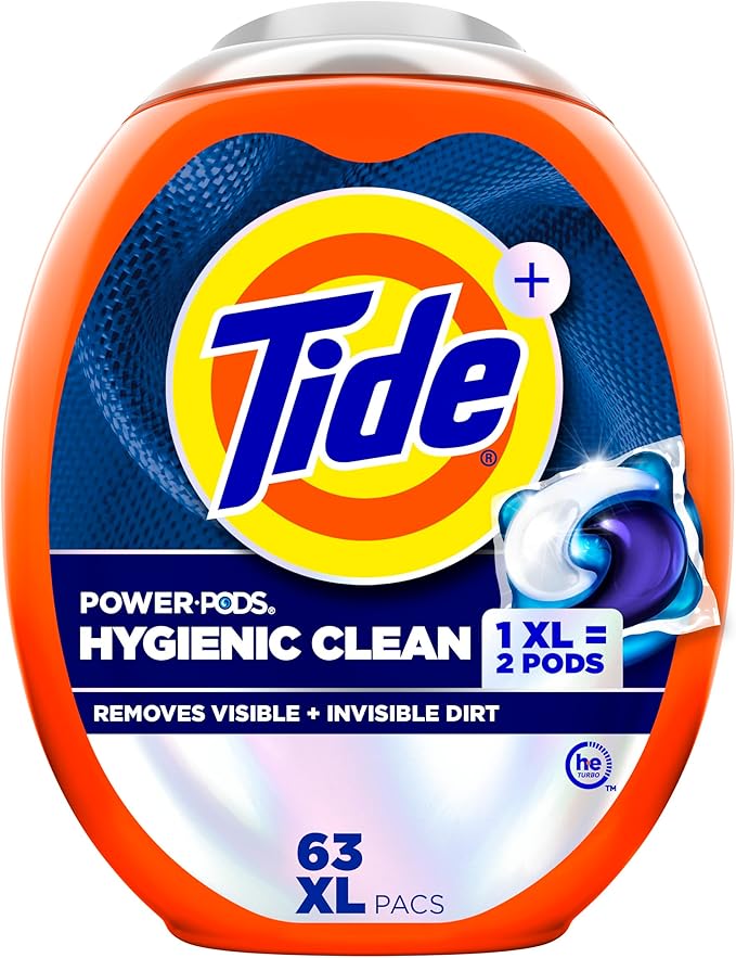 Tide Hygienic Clean Power PODS Laundry Detergent Pacs, Original Scent, 63 Count, Removes Visible and Invisible Dirt