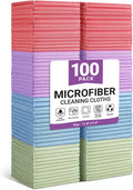 Microfiber Cleaning Cloth, 100 Pack Assorted Color Cleaning Rags for Housekeeping, Colorful Reusable Microfiber Towels for Car, Kitchen, Bathroom and Household Cleaning Supplies, 11.8"X11.8"