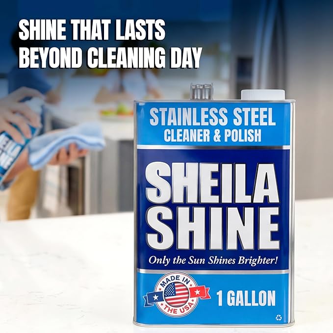 4 x 1 Gallon Sheila Shine Stainless Steel Cleaner and Polish - Cleans, Polishes & Protects Kitchen Appliances, Refrigerators, Sinks, Ovens & Grills - Stainless Steel Metal Cleaner