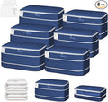 Comforter Storage Bag - Large Capacity Bedding Storage Bags Ultra Space Saving Self Compression Organizer, Washable Compression Bags for Storage Comforter Blanket Duvet, 6-Pack, Navy Blue