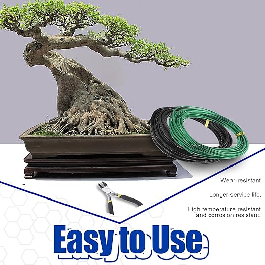 Glarks 5 Rolls Bonsai Wires Kit, 2mm 3mm 0.8mm 1mm 1.5mm Aluminum Bonsai Training Wire Tree Branches with Wire Cutter, 82 Feet Anodized Aluminum Set for Holding Bonsai Branches Small Trunks