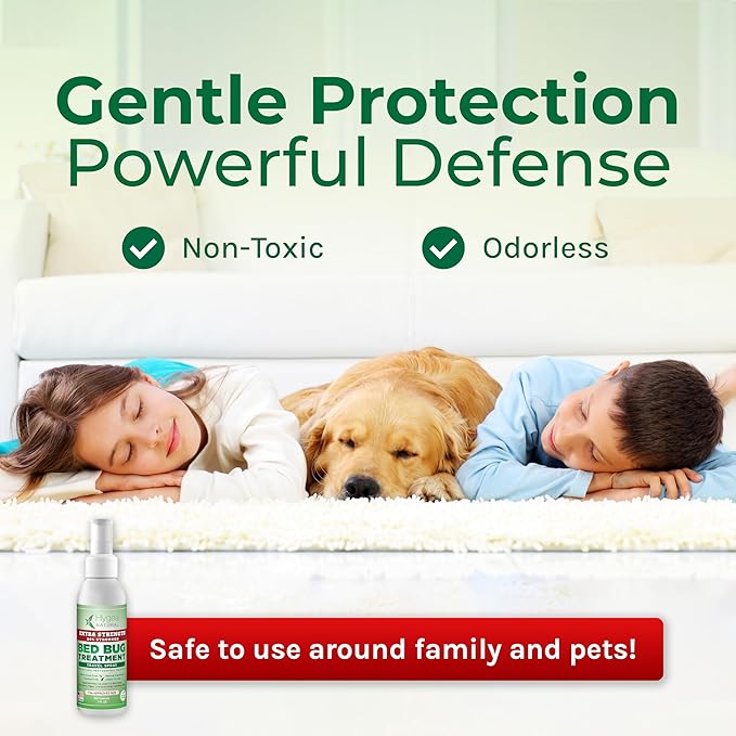 Hygea Natural Extra Strength Bed Bug & Mite Natural Travel Spray - TSA Approved 3 oz Size - Child & Pet Friendly - Stain & Odor Free - for Hotel, Suitcase, Backpack - 66% Stronger Formula (3 pack)
