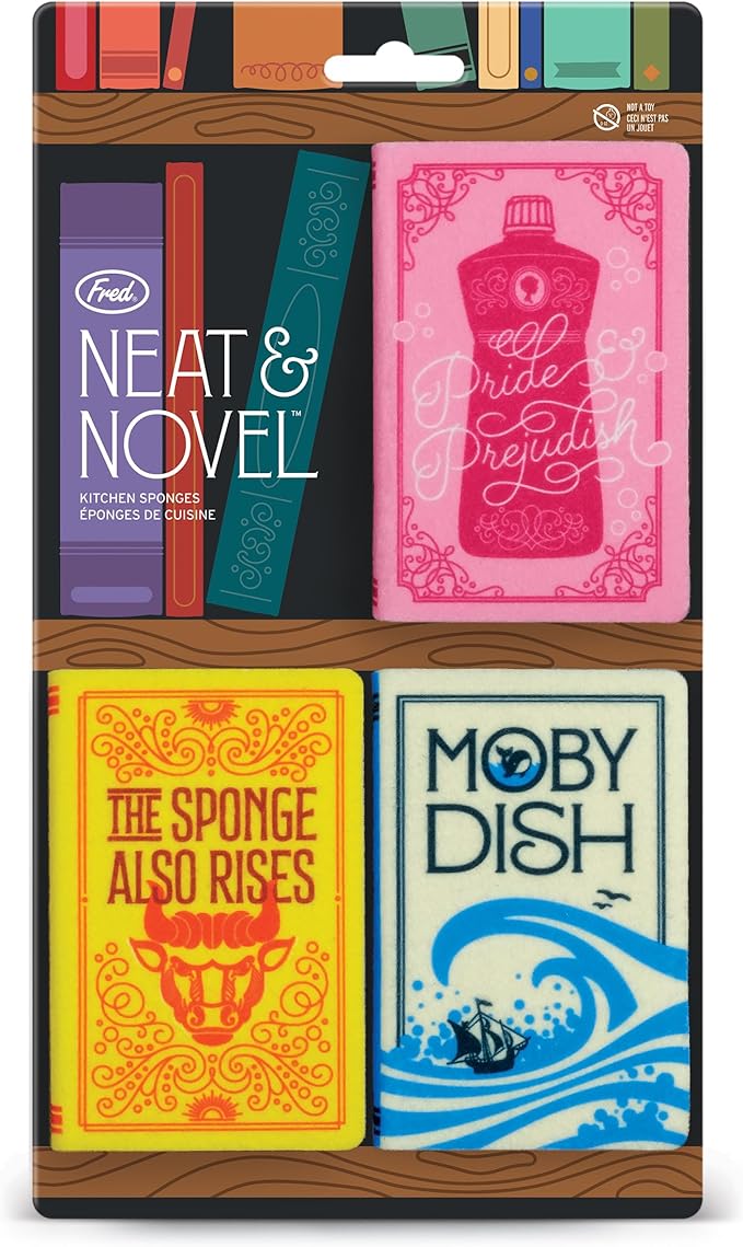 Genuine Fred Neat and Novel, Book Kitchen Sponges, Set of 3