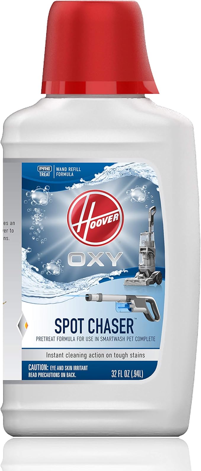 Hoover SmartWash Automatic Carpet Cleaner Spot Chaser Stain Remover Wand, Purple, Large & Oxy Spot Chaser Refill, 32 oz, AH31604, White & Pet Carpet Cleaning Solution, White, 128 fl oz