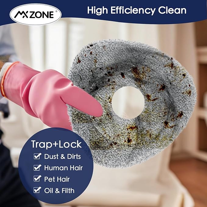 Spin Flat Mop Pad Replacement Compatible with O Cedar Mop Head Replace Flat Triangle Mop, Wet Damp Dry Sweeping Pads Washable, Microfiber, 4 Mopping Pads and 1 Mop Base