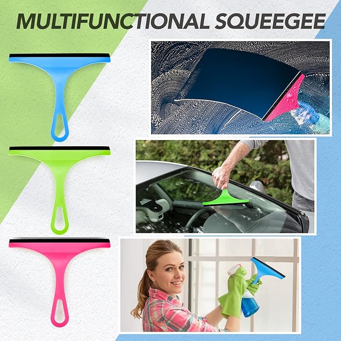 Yinder 21 Pcs Small Squeegee for Shower Glass Door 8.7" Silicone Shower Glass Window Cleaner Bathroom Squeegee for Car Windshield Window Mirror Art Class Group Craft(Candy Color)