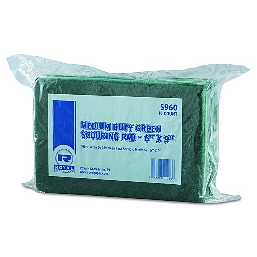 Royal S960 Medium-Duty Scouring Pad, 6 x 9, Green (Case of 60)