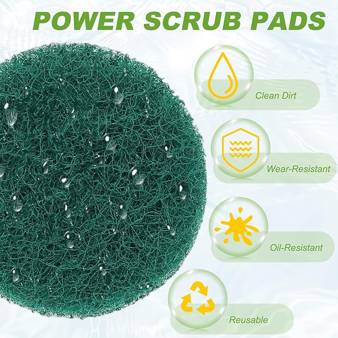 Power Scrub Pads, Scrubbing Pads 180 Grits Scouring Discs - Fitting for (Home Kitchen Cleaning - Drill Attachment - Scrubber Replacement) 20 Pcs & 2 Inch & Green
