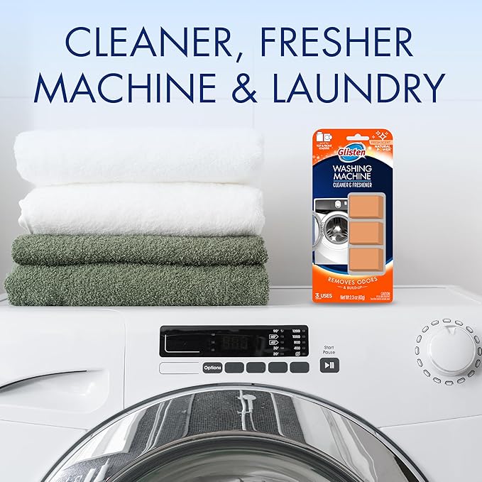 Glisten Washing Machine Cleaner and Freshener Deodorizer for All Top Load and Front Load Washers and HE Machines, Made in the USA, Fresh Scent, 9 Tablets