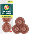 Scotch-Brite Copper Coated Scrubbers, Scouring Pads for Cleaning Tough Baked-On Messes, Metal Scrubbers for Cleaning Dishes, 3 Scrub Pads