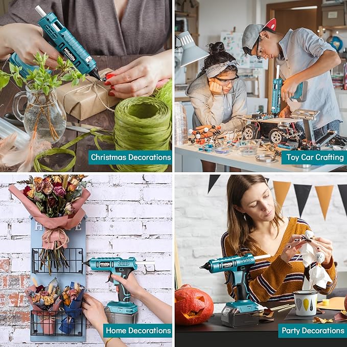Cordless Hot Glue Gun Compatible with Makita 18v Battery, Handheld Wireless Power Heavy Duty Hot Glue Gun Full Size Kit with 20pcs 0.43'' Hot Glue Stick for Arts & Crafts, Home Repair