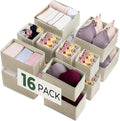Kootek 16 Pack Drawer Organizer Clothes, Dresser Drawer Organizers for Clothing Fabric Foldable Closet Organizers and Storage Bins for Baby Clothes, Nursery, Underwear, Bras, Socks