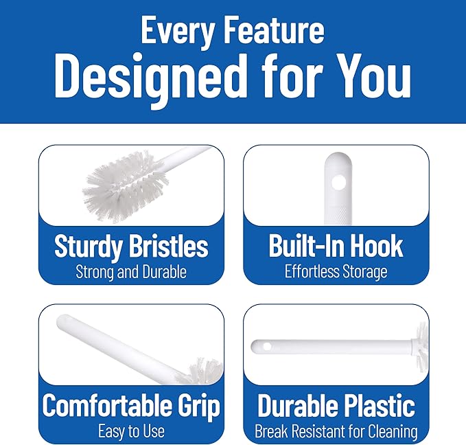 SPARTA 367600TC02 Plastic Household Dish Brush, Dish Brush, Dish Scrub Brush With Lightweight and Break Resistant for Cleaning, 11 Inches, White, 2.5" Width x 2.75" Height (Pack of 6)