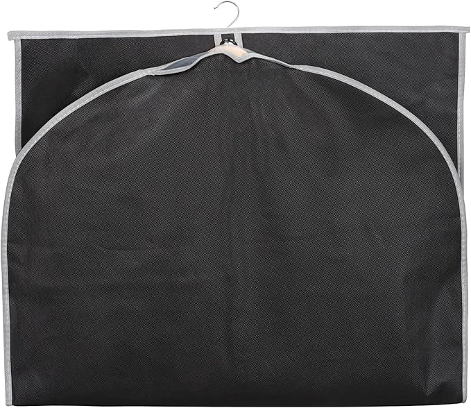 Syeeiex 40" Suit Bag, Set of 5 Garment Bags for Hanging Clothes, Suit Bags for Closet Storage, Garment Bags for Storage Suits,T-shirts, Jackets and Coats(Black & Grey)