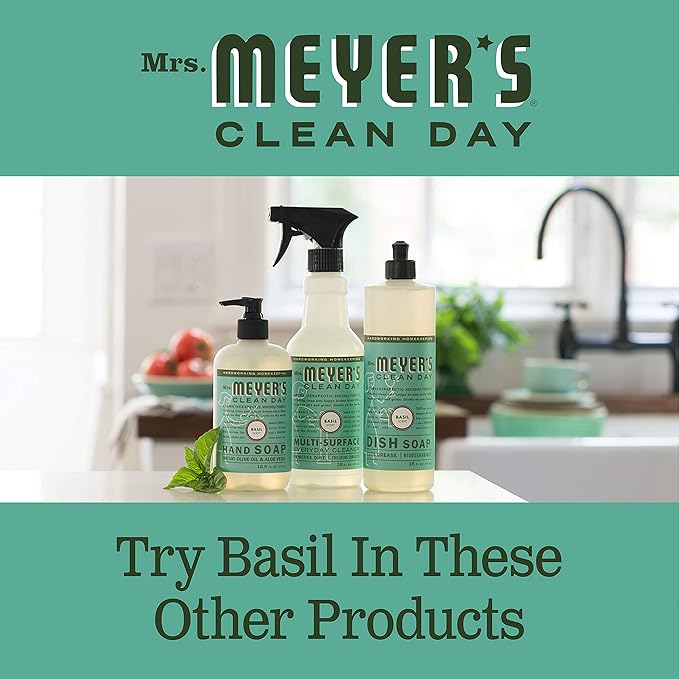 MRS. MEYER'S CLEAN DAY Multi-Surface Cleaner Concentrate, Use to Clean Floors, Tile, Counters, Basil, 32 fl. oz (Pack of 2)
