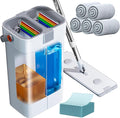 Mop and Bucket Set, Flat Mop and Bucket System, Mop Bucket with Wringer, Wall Mop with Adjustable Handle (Max 61 Inches), 5 Washable Microfiber Mop Pads