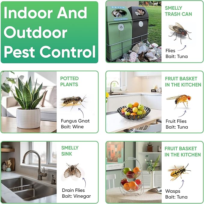 Sticky Fly Trap Indoor & Outdoor Pack of 8 | Hanging Fly Stick for Gnats, Flies, Wasps, Mosquitoes & Other Flying Bugs | Sticky Bug Traps | Home Pest Control | Flying Insect Trap Rolls | Ucatch