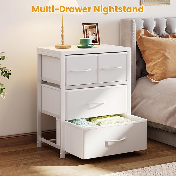 Homeiju Stackable 4-Drawer Fabric Dresser with Waterproof Wood Top – Closet Organizer & Storage Drawers for Bedroom, Modern Metal Frame Design (3 Tier)