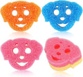3 Pcs Dual Sided Scrub Sponge Multi Functional Cute Temperature Sensitive Non Scratch Dish Sponge for Washing Dishes Kitchen Bathroom(Dog,Pink, Orange, Blue)