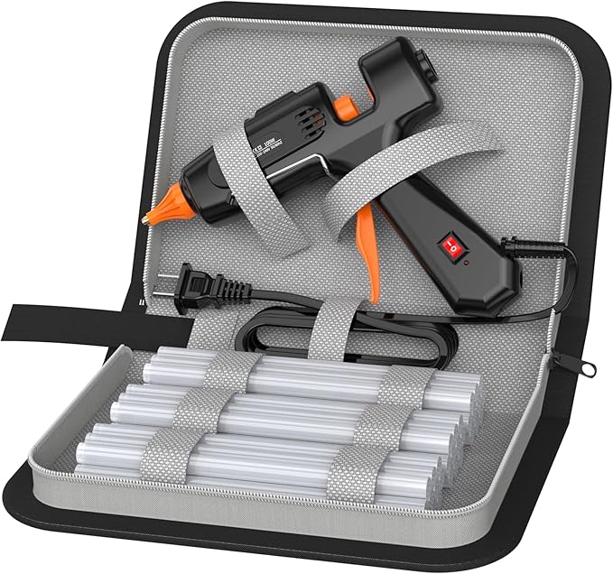IZIO Professional Hot Glue Gun Kit-100W Fast Heat, 21 Glue Sticks(7/16"), Detachable Anti-Scald Nozzle & Durable Pouch | Heavy lightweight for diy projects, home repairs,ergonomic grip,Black gluegun